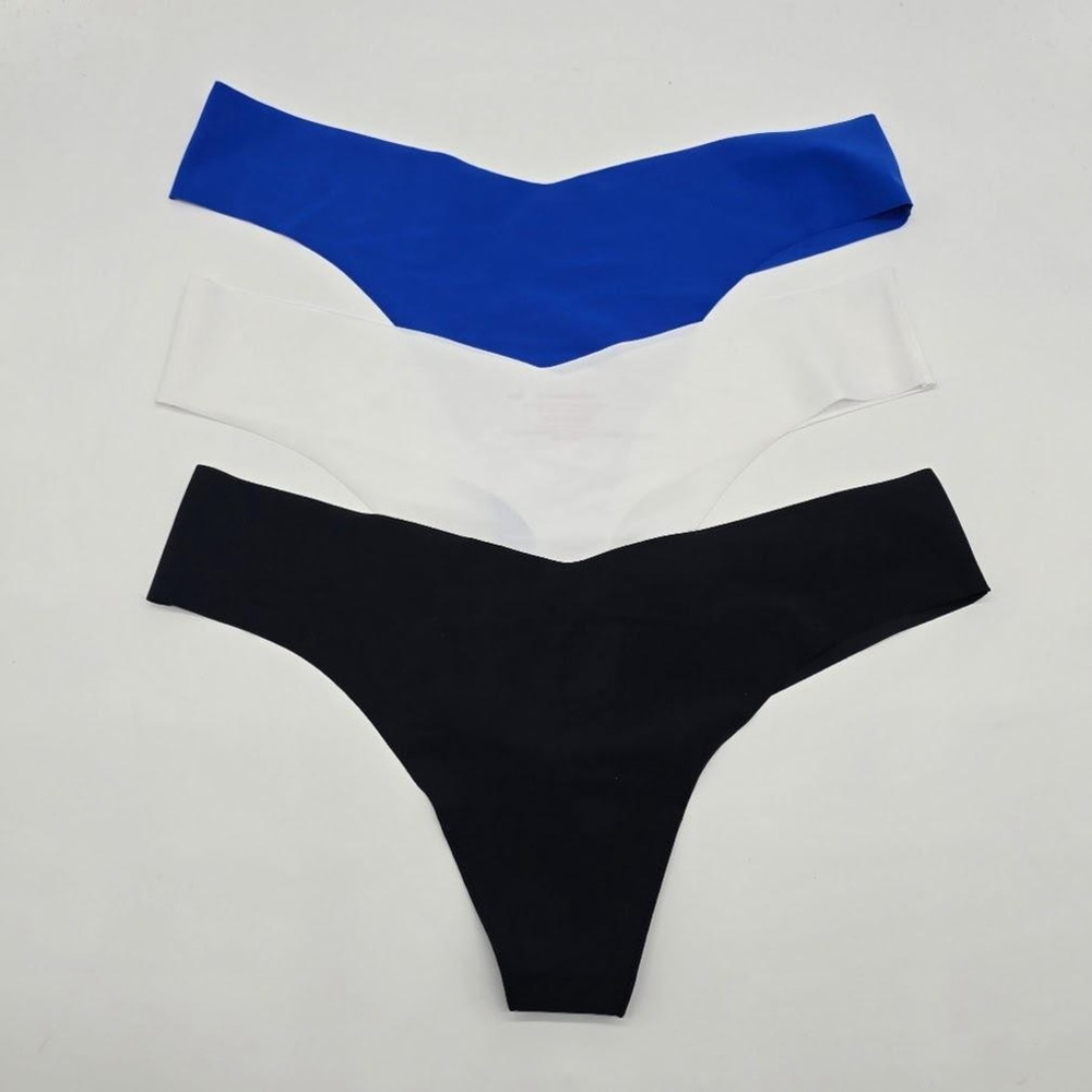 Commando Thong 3-Pack Women’s M/L Black White Blue Seamless No-Show USA NWOT - Picture 10 of 15